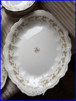 Vintage Porcelain China Pink Rose Gold Trim 26-Piece Dinnerware Collection