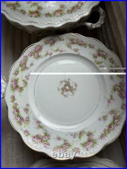 Vintage Porcelain China Pink Rose Gold Trim 26-Piece Dinnerware Collection