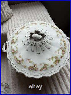 Vintage Porcelain China Pink Rose Gold Trim 26-Piece Dinnerware Collection
