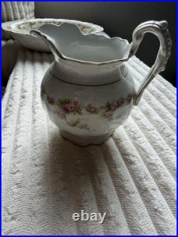 Vintage Porcelain China Pink Rose Gold Trim 26-Piece Dinnerware Collection