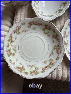 Vintage Porcelain China Pink Rose Gold Trim 26-Piece Dinnerware Collection
