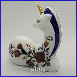 Vintage Porcelain Unicorn Figurine Gold Accents And Flower pattern Rare item
