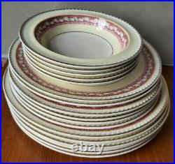 Vintage Portland Pottery Bone China Pink Ribbon/Gold Trim Pattern Dinner Service