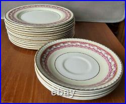 Vintage Portland Pottery Bone China Pink Ribbon/Gold Trim Pattern Dinner Service
