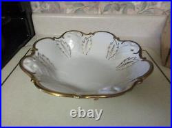 Vintage REICHENBACH Germany GDR Porcelain Fine China Footed Bowl White Gold Rim