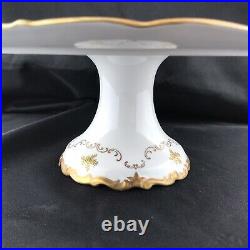Vintage Reichenbach Germany Pedestal Cake Plate Stand Gold Flowers & Trim