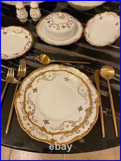 Vintage Reichenbach White Porcelain with 22K Gold Roses Rare China Set