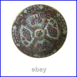 Vintage Rose Medallion Porcelai Bowl Hand Painted Gold Gilt 8 Inch Made in China