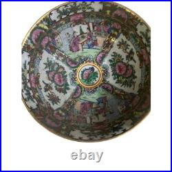 Vintage Rose Medallion Porcelai Bowl Hand Painted Gold Gilt 8 Inch Made in China