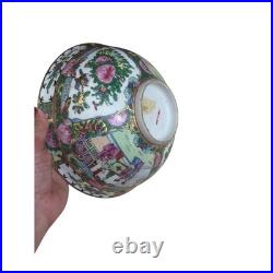 Vintage Rose Medallion Porcelai Bowl Hand Painted Gold Gilt 8 Inch Made in China