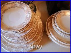 Vintage Royal China Warranted 22 Kt. Bridal Gold Plates Platters Bowls37 Pieces