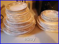Vintage Royal China Warranted 22 Kt. Bridal Gold Plates Platters Bowls37 Pieces