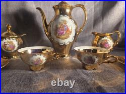 Vintage S T West Germany Bavarian 24k Gold 9 Piece Tea Set Complete