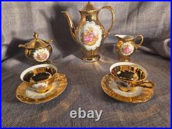 Vintage S T West Germany Bavarian 24k Gold 9 Piece Tea Set Complete