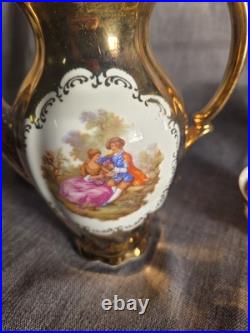 Vintage S T West Germany Bavarian 24k Gold 9 Piece Tea Set Complete