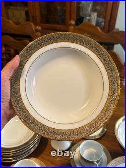 Vintage Sango Tiara 1115 Japan 30 Pc China Dinnerware Set Gold Encrusted