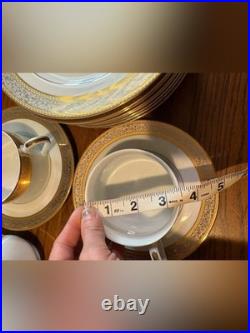 Vintage Sango Tiara 1115 Japan 30 Pc China Dinnerware Set Gold Encrusted