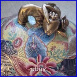 Vintage Satsuma style Tureen WithLid Hand Painted Gold Gilded