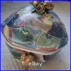 Vintage Satsuma style Tureen WithLid Hand Painted Gold Gilded