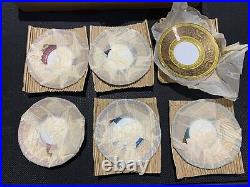 Vintage Set 6 Golden Fantasy Ohashi China Nagoya 1932 Cup Saucer New In Box Rare