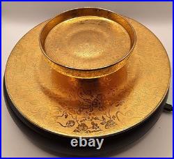 Vintage Stouffer China Porcelain Gold Encrusted 2-tiered Trinket Serving Dish