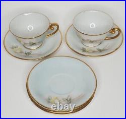 Vintage Tirschenreuth Porcelain Gold Tea Cups Saucers Plates Floral Germany 12pc