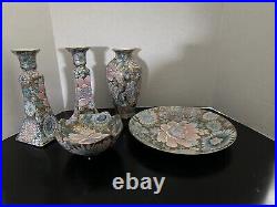 Vintage Toyo Golden Peony Floral 5 Piece Set Gilded Porcelain GORGEOUS