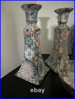 Vintage Toyo Golden Peony Floral 5 Piece Set Gilded Porcelain GORGEOUS