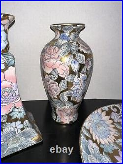 Vintage Toyo Golden Peony Floral 5 Piece Set Gilded Porcelain GORGEOUS