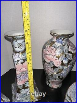 Vintage Toyo Golden Peony Floral 5 Piece Set Gilded Porcelain GORGEOUS