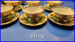 Vintage Waldershof Handmalerei Porcelain 22K Gold And Turquoise China