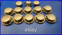 Vintage Waldershof Handmalerei Porcelain 22K Gold And Turquoise China