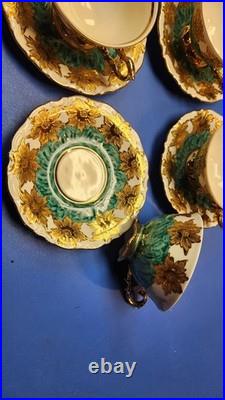 Vintage Waldershof Handmalerei Porcelain 22K Gold And Turquoise China