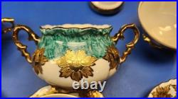 Vintage Waldershof Handmalerei Porcelain 22K Gold And Turquoise China