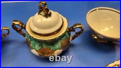Vintage Waldershof Handmalerei Porcelain 22K Gold And Turquoise China