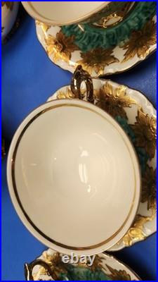 Vintage Waldershof Handmalerei Porcelain 22K Gold And Turquoise China
