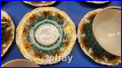 Vintage Waldershof Handmalerei Porcelain 22K Gold And Turquoise China