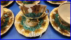 Vintage Waldershof Handmalerei Porcelain 22K Gold And Turquoise China