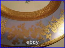 Vintage Wheeling Decorating China Gold Encrusted Flower Set of 4 Dinner Plates A