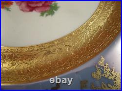 Vintage Wheeling Decorating China Gold Encrusted Flower Set of 4 Dinner Plates A