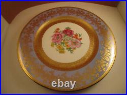 Vintage Wheeling Decorating China Gold Encrusted Flower Set of 4 Dinner Plates B