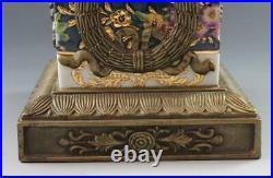 Vintage Wong Lee 1895 Pr Porcelain & Bronze Urns with Seashells Heavy Gold 19 3/4