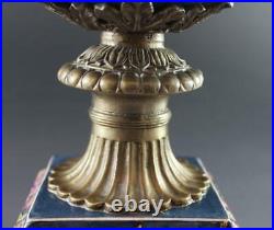 Vintage Wong Lee 1895 Pr Porcelain & Bronze Urns with Seashells Heavy Gold 19 3/4