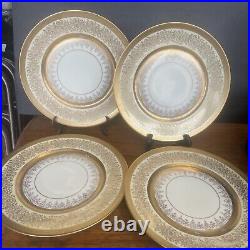 Vintage antique gold Encrusted pickard opulent bohemia dinner plates Set 4Plate