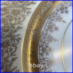 Vintage antique gold Encrusted pickard opulent bohemia dinner plates Set 4Plate