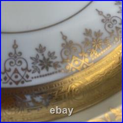 Vintage antique gold Encrusted pickard opulent bohemia dinner plates Set 4Plate