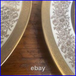 Vintage antique gold Encrusted pickard opulent bohemia dinner plates Set 4Plate