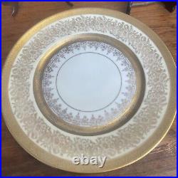 Vintage antique gold Encrusted pickard opulent bohemia dinner plates Set 4Plate