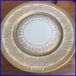 Vintage antique gold Encrusted pickard opulent bohemia dinner plates Set 4Plate
