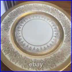 Vintage antique gold Gilt Pickard opulent bohemia dinner plates Plate set four